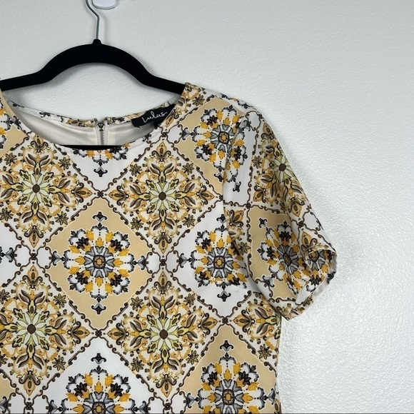 Lulus Dandy Lion Yellow Print Mini Dress S - Picture 10 of 11